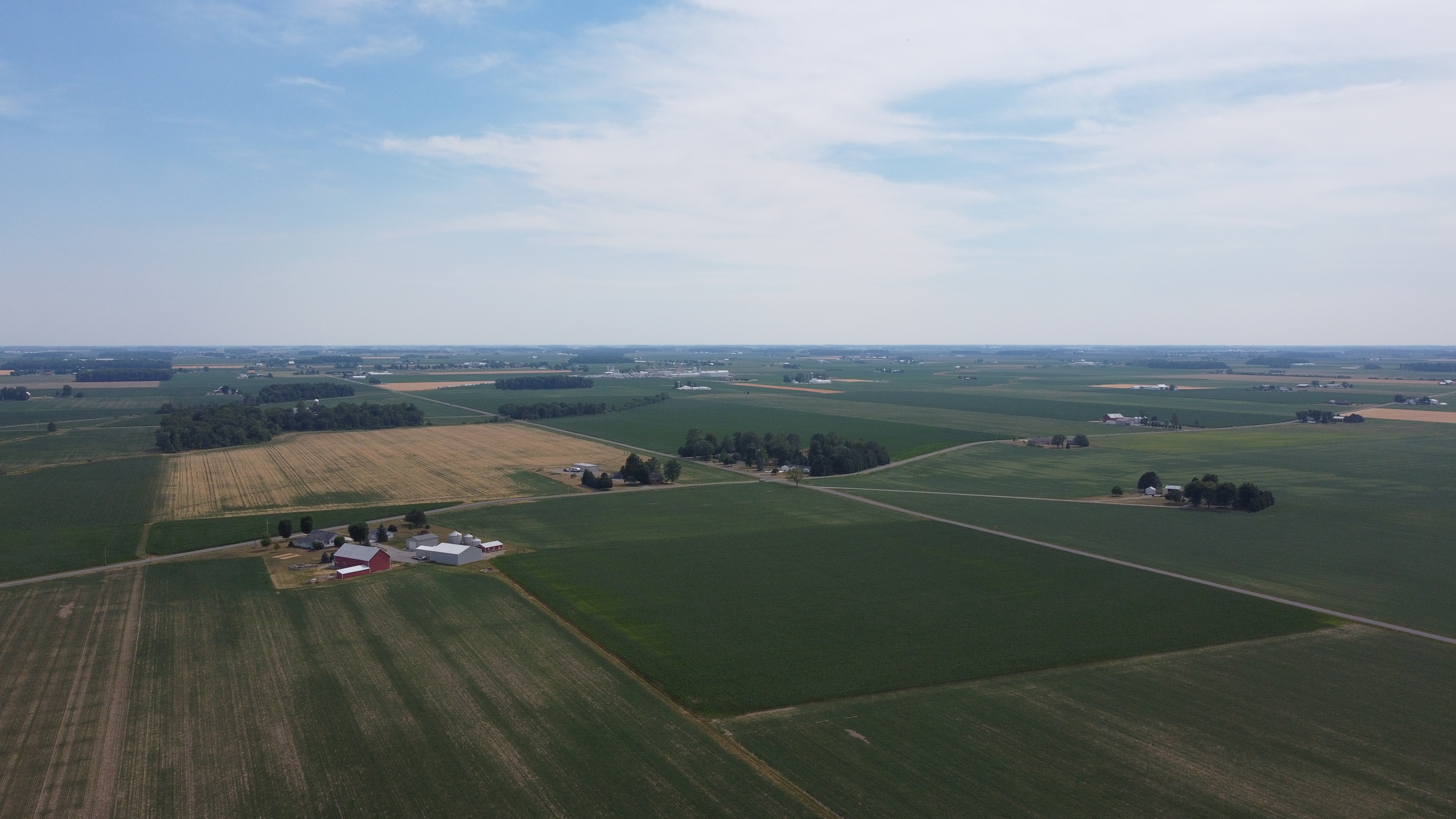 Aerial photo, drone, farm, drone photo, field, corn, soybeans, barnyard